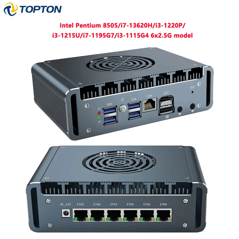 

Topton Metal i3 1220P N300 i7 13620H Firewall Mini PC 6x2.5G LAN intel i226-V DDR5 NVMe pfSense Proxmox OPNsense Mini Computer