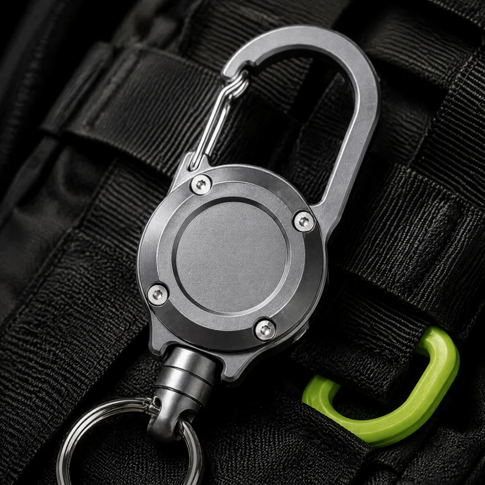 Automatic Aluminum Alloy Retractable Keychain Heavy Duty Steel Cable Retractable Key Chain Portable Wire Rope Key Ring Sports