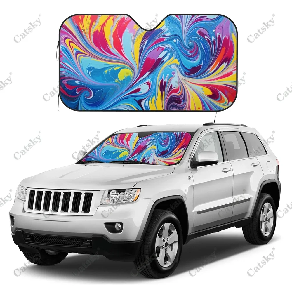 Abstract Swirling Blending Colors Car Windshield Sunshade, Front Auto Cars Sun Shade Blocks Uv Rays Sun-Visor Protector