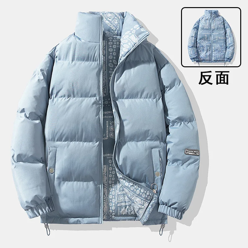 Giacca invernale da uomo double face, Parka imbottita in cotone termico per uomo, cappotti caldi autunno inverno con colletto alla coreana