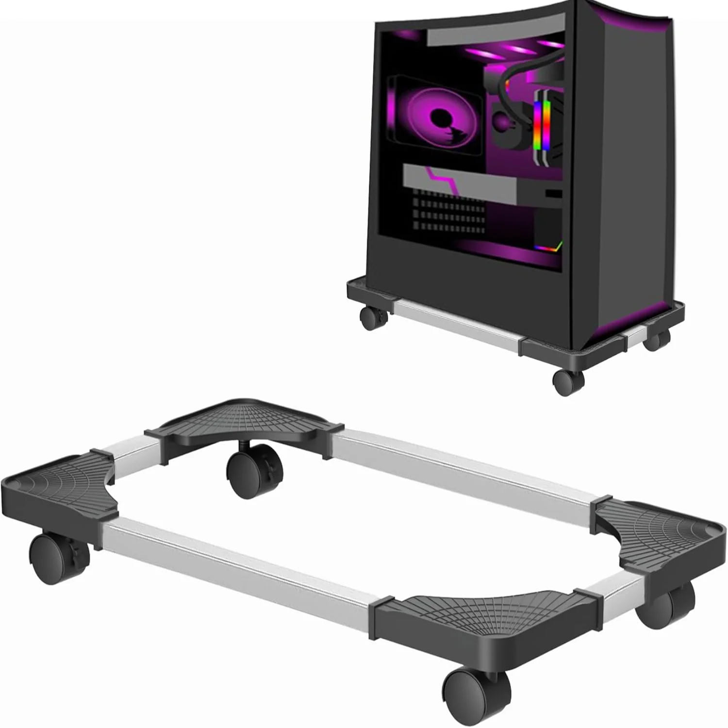 Adjustable Mobile CPU Stand, Computer tower stand, Adjustable PC Stand with 4 Rolling Caster Wheels, Under Desk Tower , PC Floor