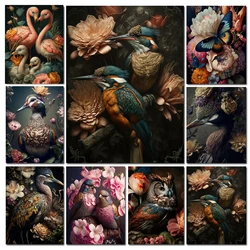 Bird in The Jungle Flower DIY 5D Diamond Painting Kits Colorful Flowers Butterflies Lion Full Diamond Mosaic Embroidery E603