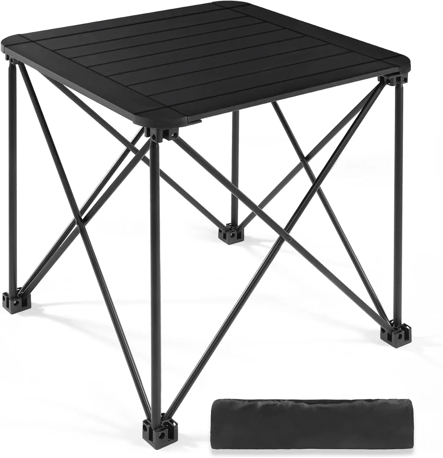 

Folding Aluminum Square Table with Carry Bag, Lightweight Outdoor Camping Picnic Table (Black, Small)