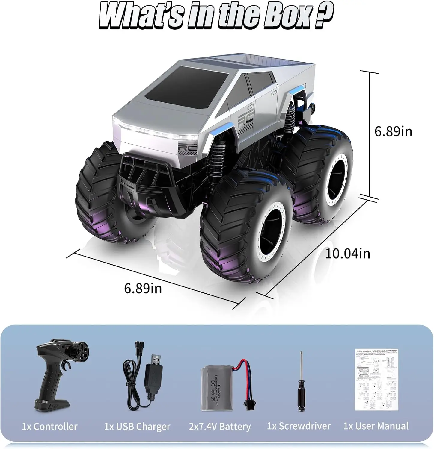 [RC Monster Truck Toy] 2.4GHz 4WD All Terrain RC, Excellent Grip Big Wheels Christmas, Gifts for 6+ Boys And Girls