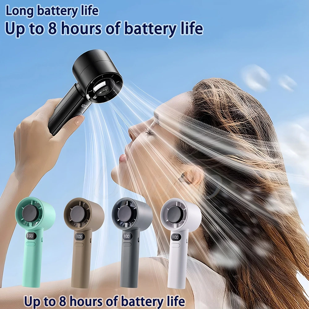 120 Speeds Bladeless Handheld Fan Turbo Rechargeable USB Cooling Fan With Ice Mode For Home Office Camping