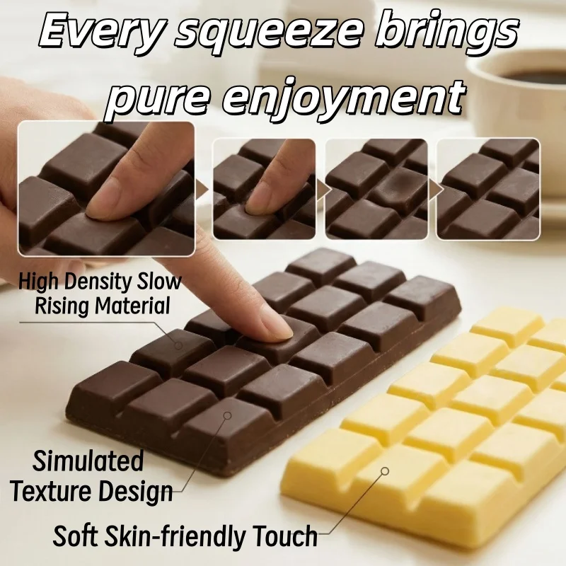 Squishy Fidget Squeeze Toys Simulated Chocolate Slow Rising Soft Texture Anxiety Calming Table Leisure Decor Adults Casual Gifts