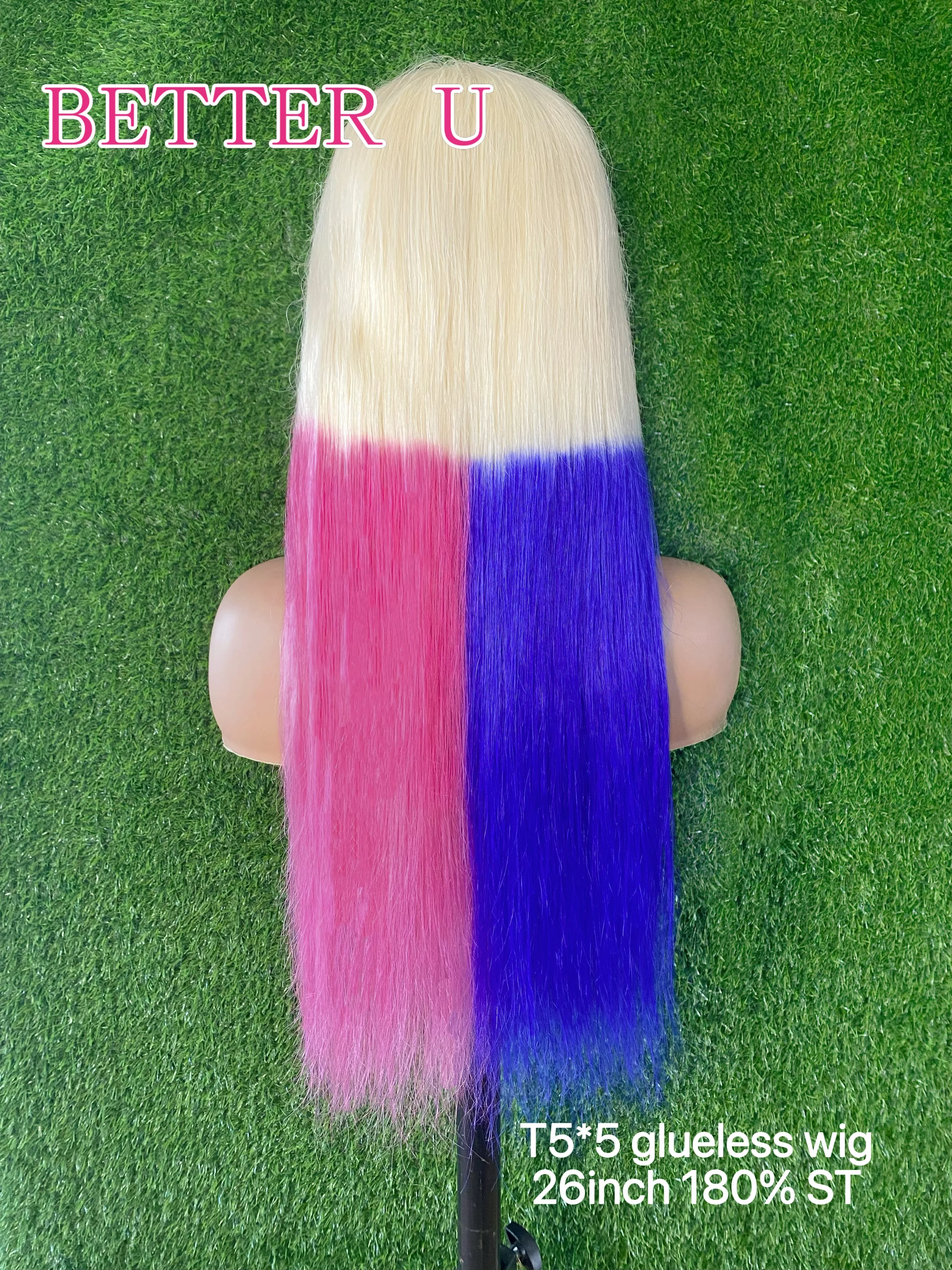 옹 브르 블루 핑크 인간의 머리 가발 13x4 13x6 투명 레이스 프런트 가발 여성용 Pre Plucked613 컬러 브라질 레미 헤어