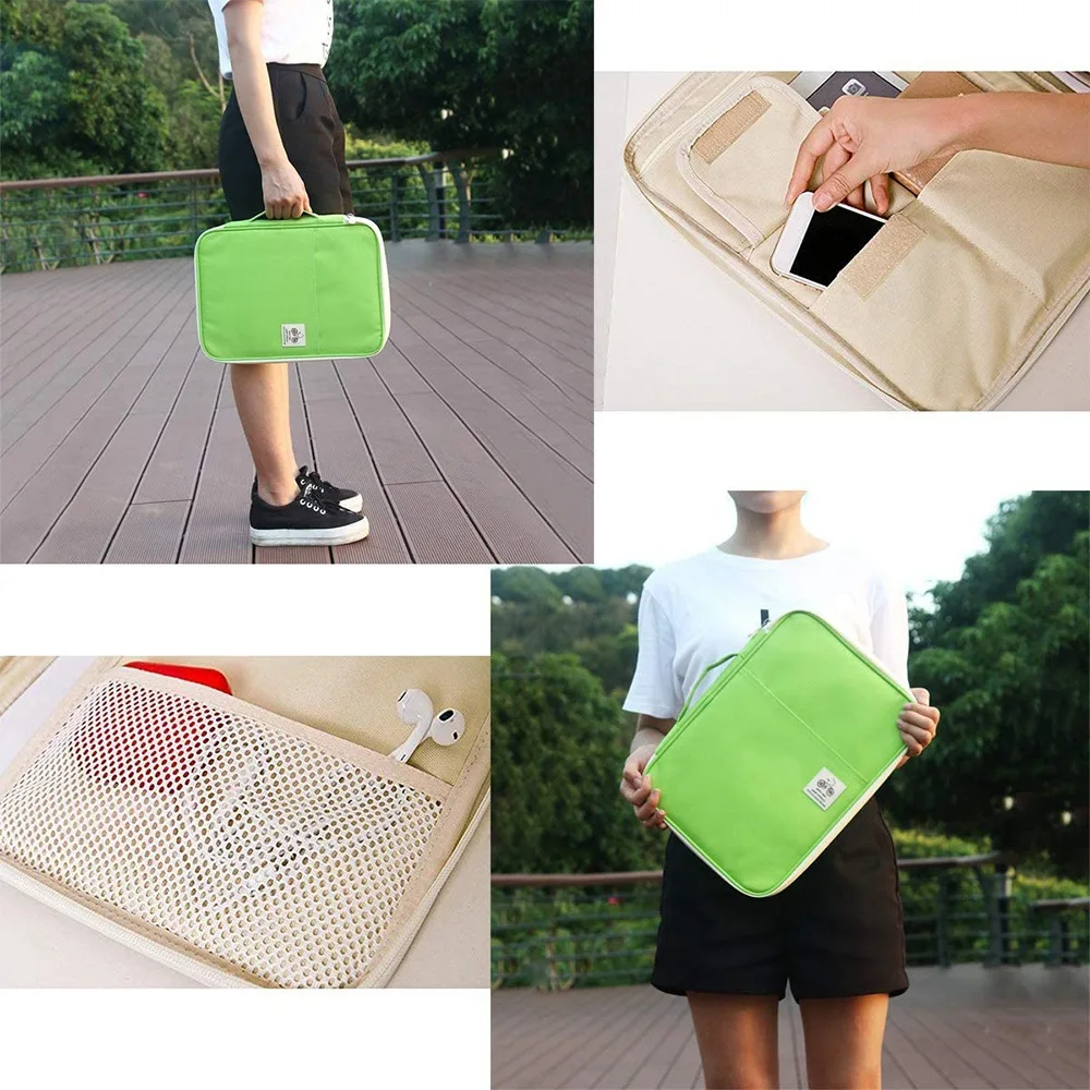 

HJ-Multi-Functional Portfolio Travel File Organizer Waterproof A4 Document Bag Zippered Case Pouch For Ipad,Journals