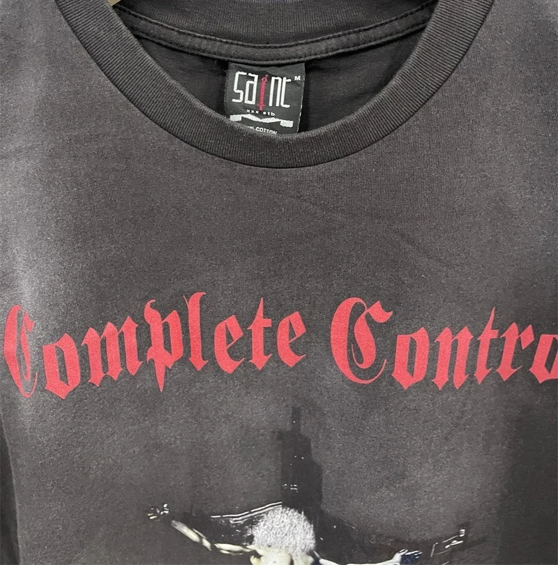 Saint Michael Black Washed Long Sleeved T Shirts Men Women Oversized Casual Pullovers