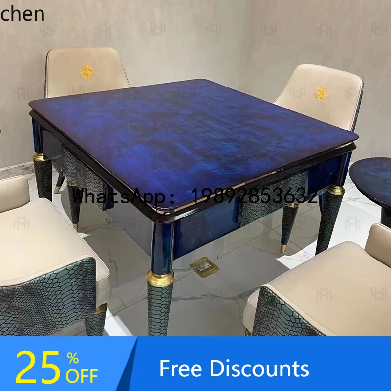 CP light luxury solid wood mahjong dining table integrated villa club high-end household automatic mahjong machine table