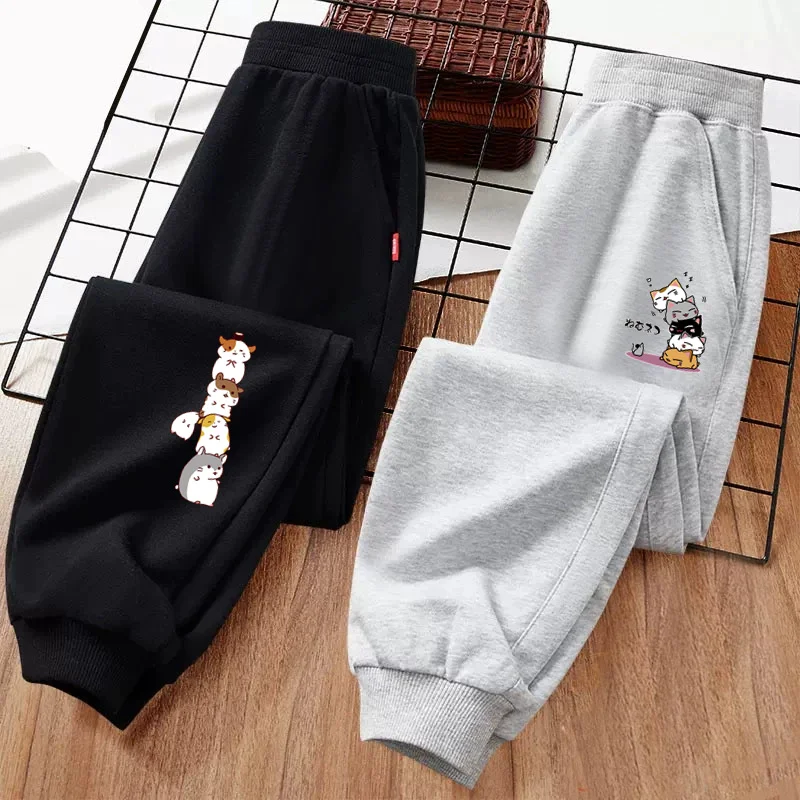 Katze und Maus Cartoon Hose für Kinder Frühling und Herbst Jogginghose Jungen Mädchen Baumwolle Lange Hosen 3-14T