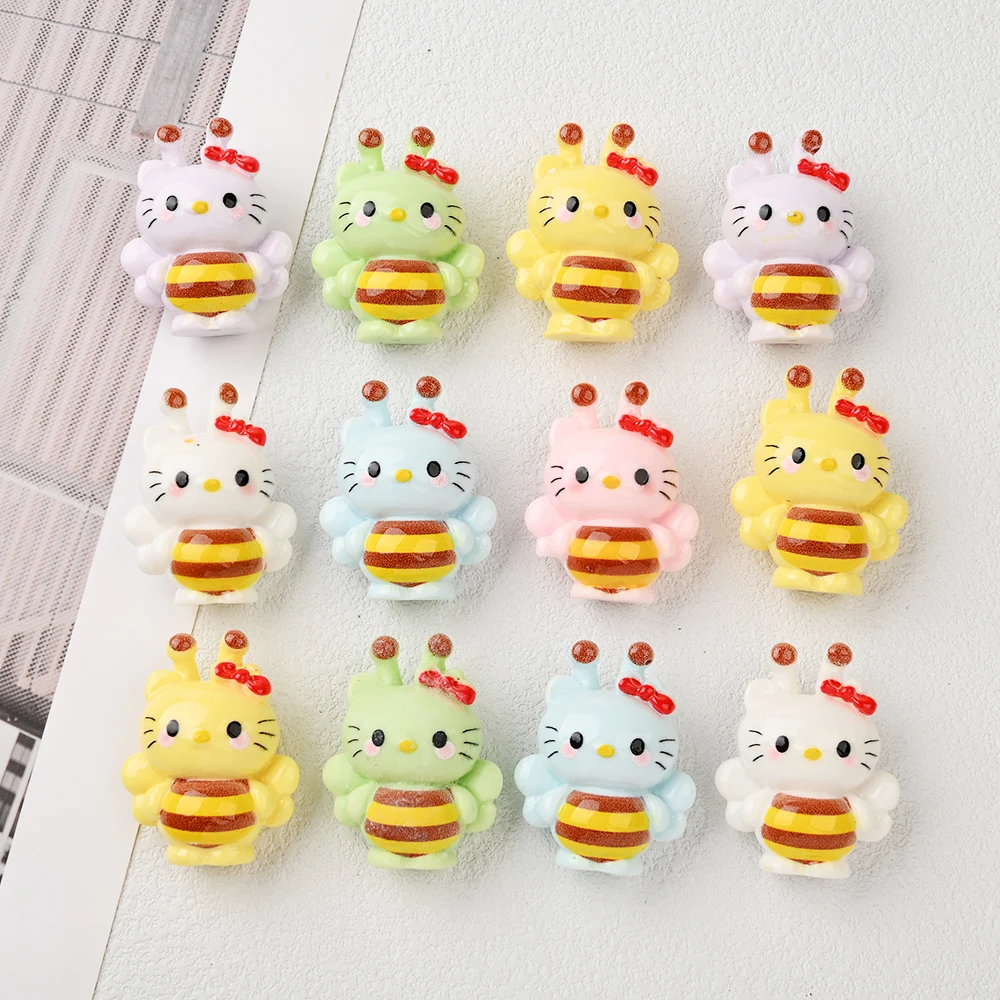 

6 шт. 3D тематические бусины в форме Hello Kitty, смоляные бусины для DIY, цепочки для соски ручной работы, ожерелье, браслет, аксессуары для изготовления ювелирных изделий