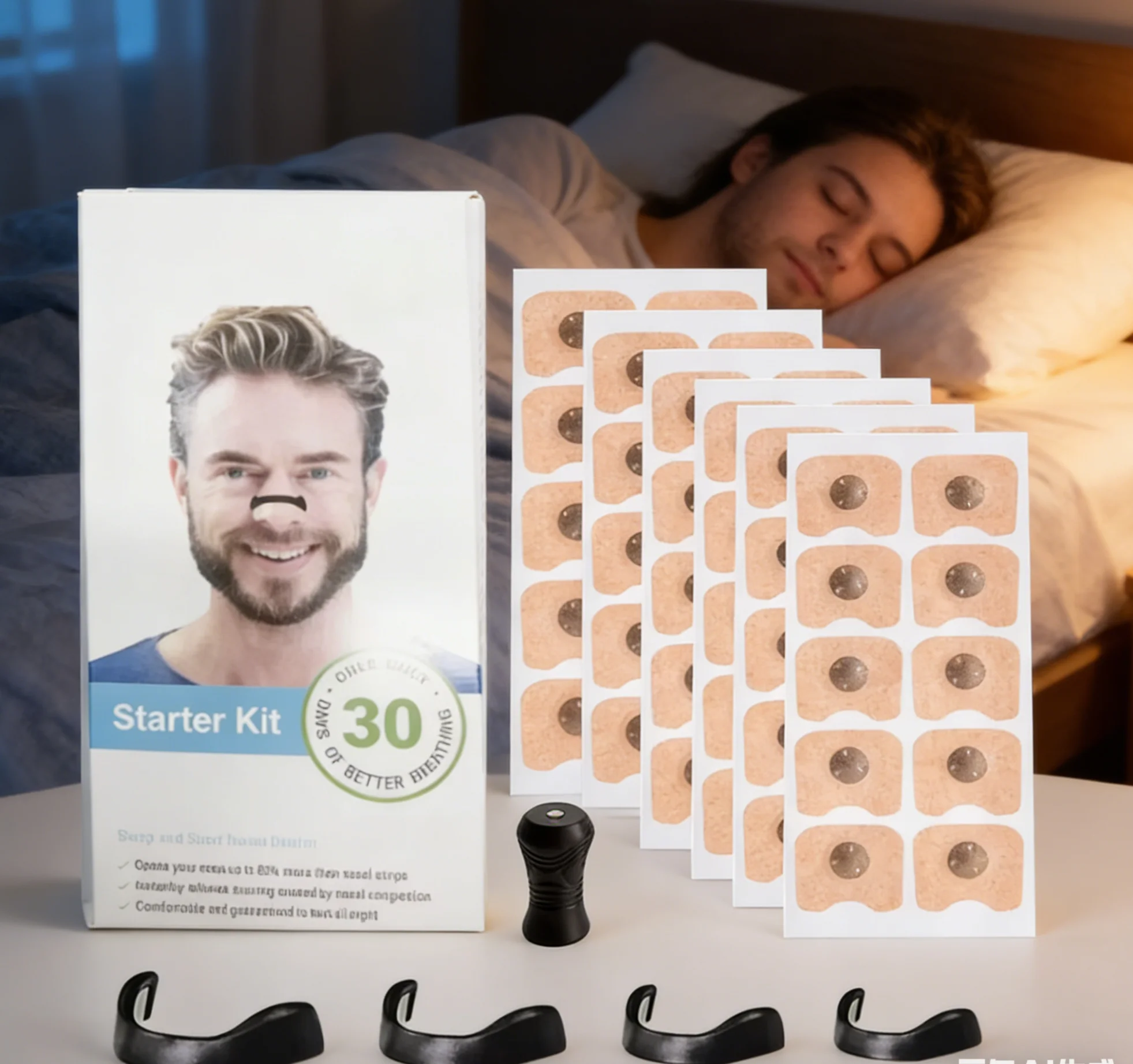 

Anti Snoring Starter Kit with Magnetic Nasal Dilators & Sleep Mouth Tape, 30/60/90 Days Supply for Better Breathing & Sleep