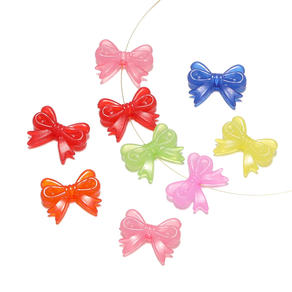 20/30pcs 14*18mm Multicolor Acrylic Bowknot Shape Loose Spacer Beads for Diy Handmade Necklace Jewelry Making Accessories