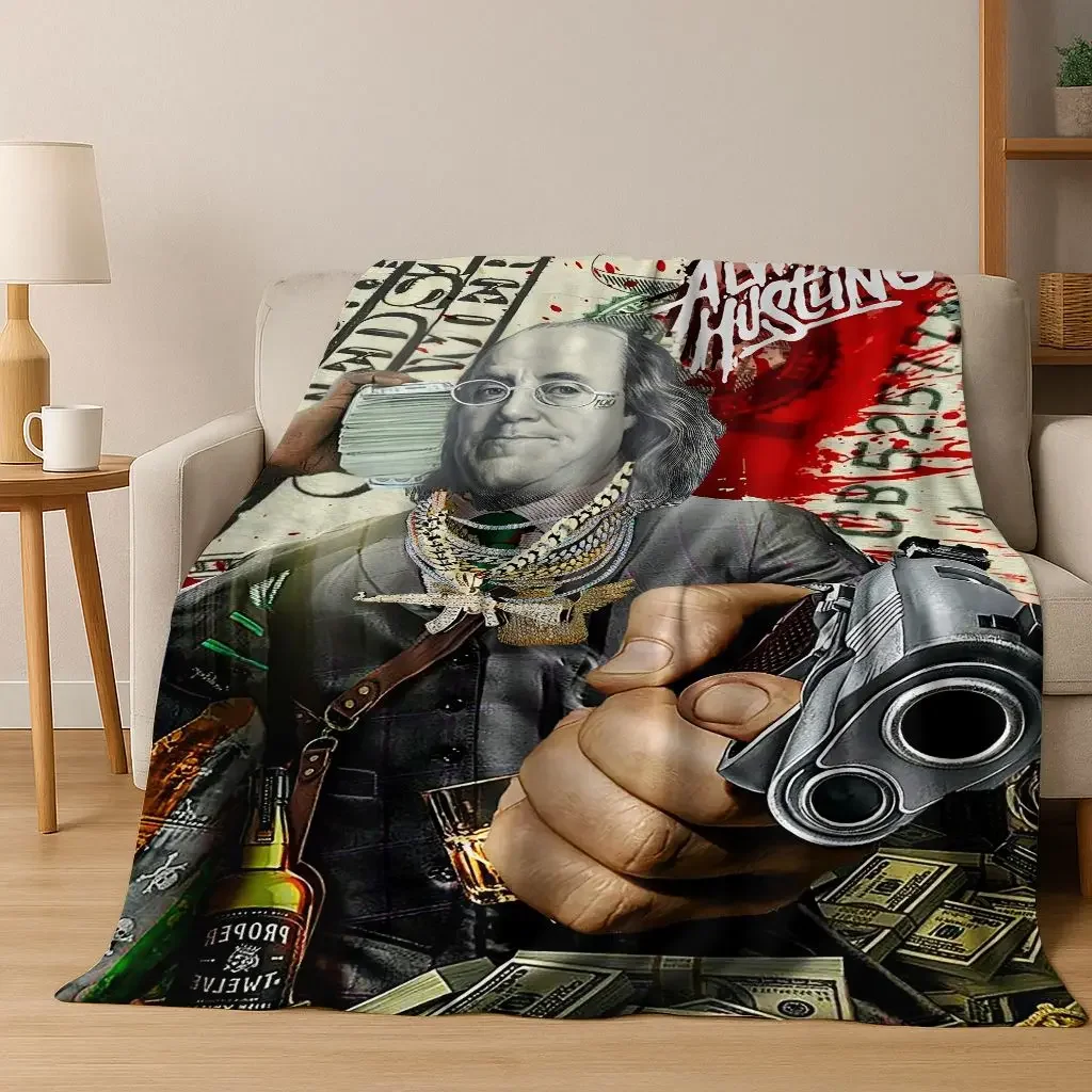 US Dollar Franklin Flannel Blanket,Warm and Cozy Soft Throw Blanket for Home Bedroom Bed Sofa Office Travel Picnic Cover Kid