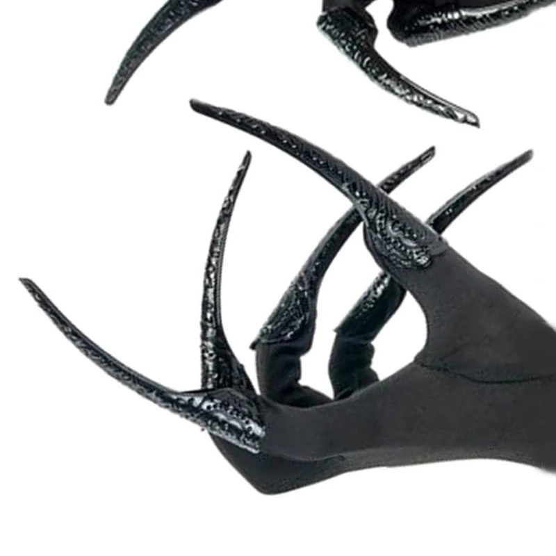 قفازات الهالوين لأظافر الأصابع الساحرة للبالغين من سلسلة داكنة، قفازات أظافر طويلة، قفازات تنكرية، ملحقات الحفلات