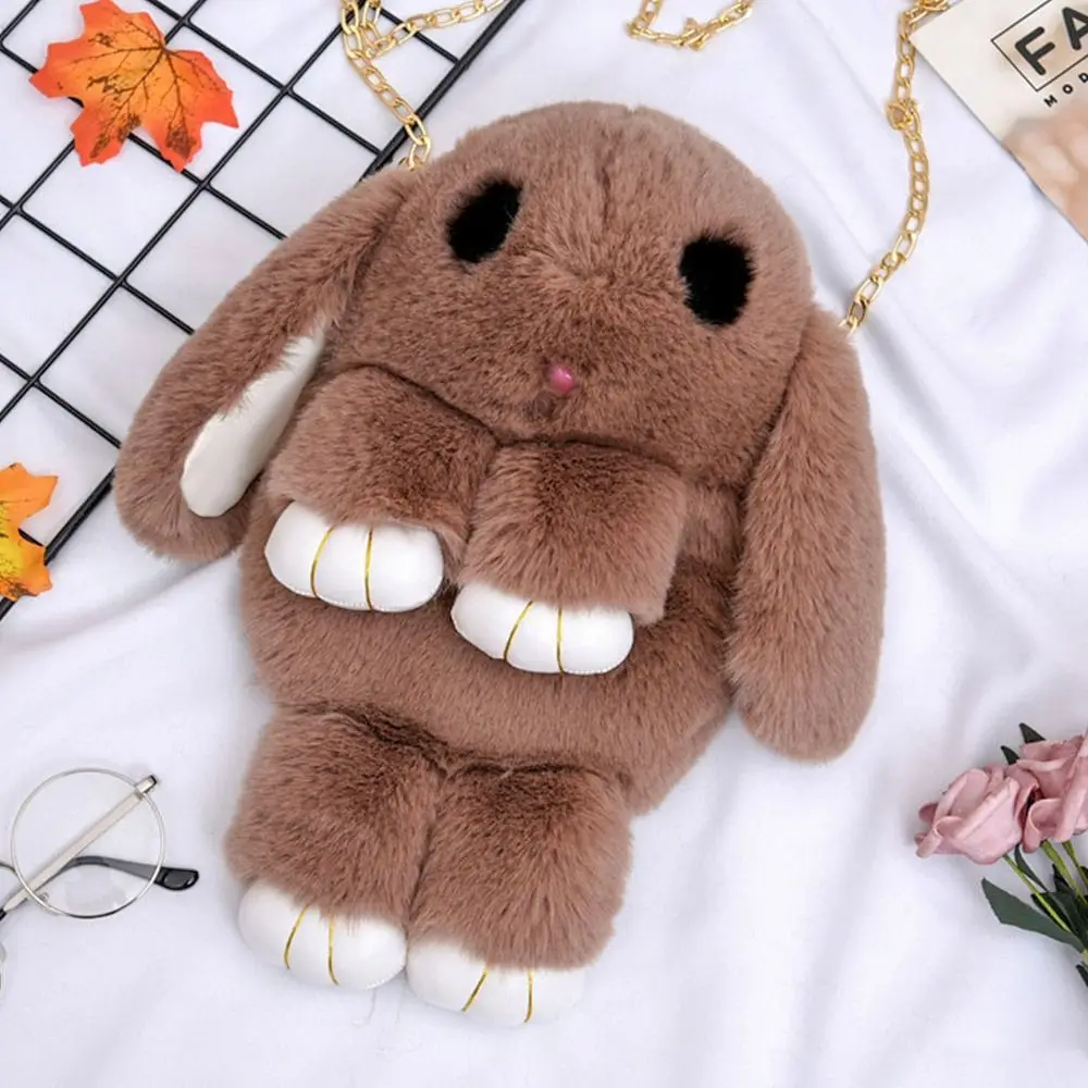 Rabbit Bag Plush Rabbit Bag Chain Rabbit Bag Plush Rabbit Bag Imitation Rex Rabbit Women\'s One Shoulder Crossbody Bag