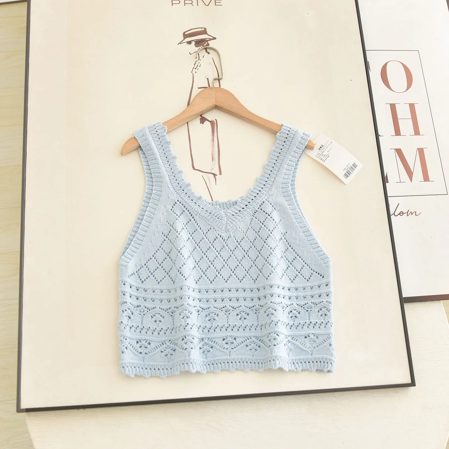Academy Style Shirt And Vest Set Hollow out Knitted Vest Wooden  Lace up Shirt Two Piece Set Long Sleeve Autumn Fashion W...