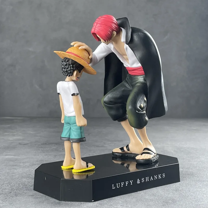 Uma peça artesanal luffy hastes de cabelos vermelhos modelo ornamento presente aniversário anime modelo artesanal naruto pvc ação boneca desktop deco