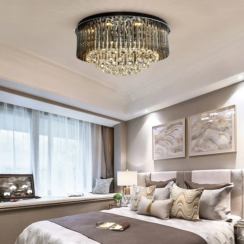 Black home decor ceiling chandelier modern crystal lamp for bedroom Luxury living room chandeliers lighting fixtures