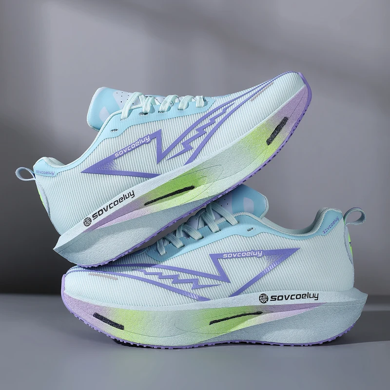 أحذية الجري الرجالية من الكربون، أحذية رياضية ماراثون رياضية قابلة للتنفس وخفيفة الوزن للنساء، أحذية رياضية مريحة مضادة للانزلاق