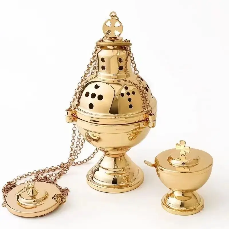 Brass Censer Censer Burner Catholic Church Hanging Thurible Holy Mass Altar Religious Ceremony Incense Holder Churhc Supplies