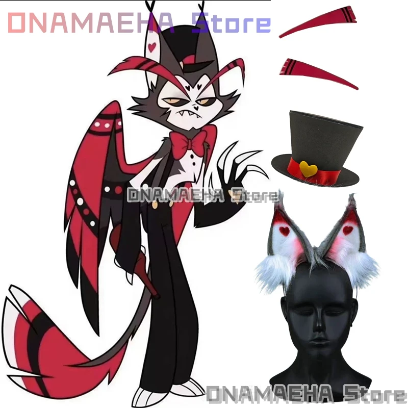 ONAMAEHA@Anime Husk Cosplay Costume Ear Hat Tail Hazbin2 Cosplay Accessory Props Husk Decorative handmade Prop 3Pc Woman Costume view 4