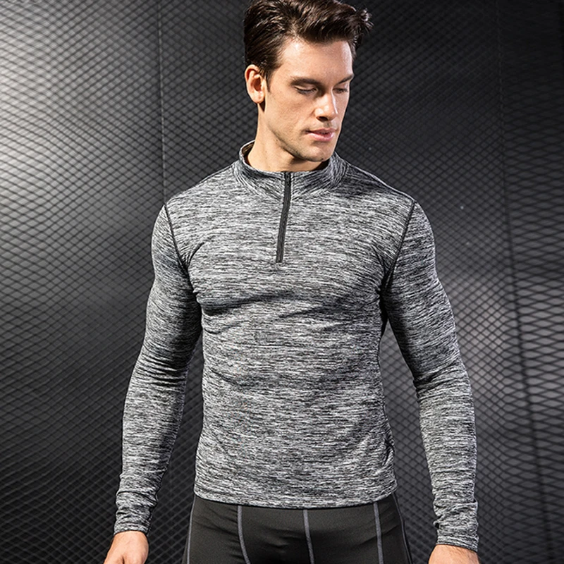 Mens Long Sleeve T Shirts Fitness Tight Rashguard Gym Running Training Bodybuilding Male Quick Dry Compression Shirts Sportswear