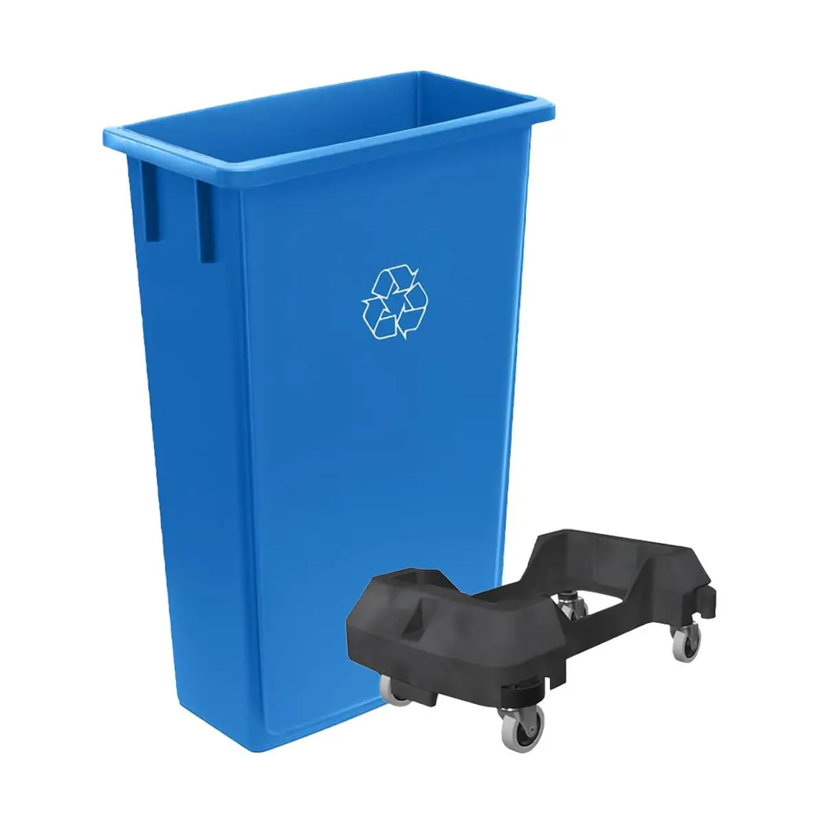 3 Pack 23 Gallon Waste Bin with Dolly, Heavy-Duty Trash Can, Slim Rectangular Garbage Bin, Durable Waste Container, Recycling Bi