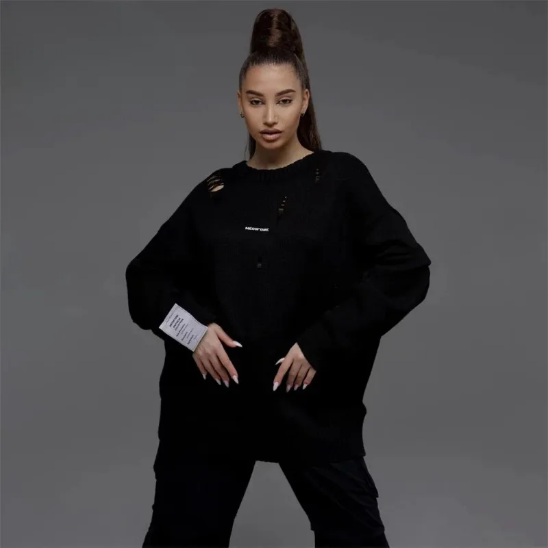 

Модный осенний женский свитер, вязаные свитера, свободный пуловер с круглым вырезом, новый повседневный свободный свитер с длинными рукавами, куртка, новинка 2023 г.