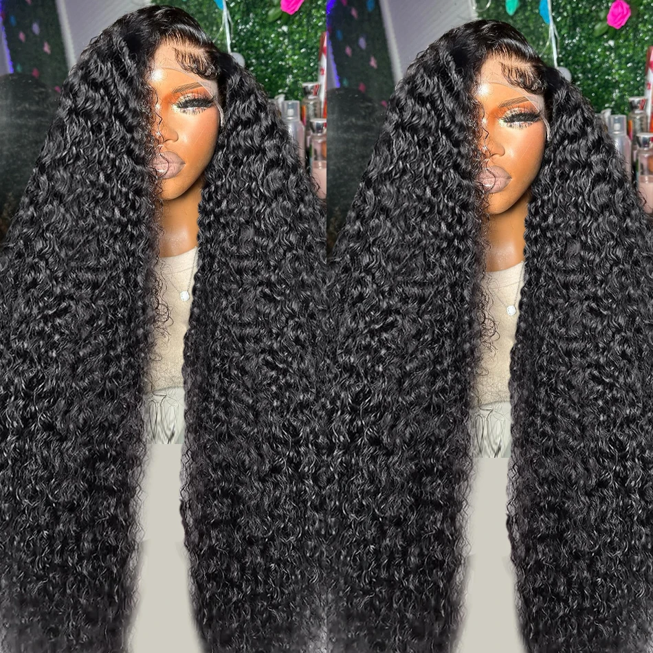 Brazilian Deep Wave 13x6 HD Lace Front Wig 34 36 Inch Transparent 13x4 Water Curly Frontal Human Hair Wigs For Women 180%