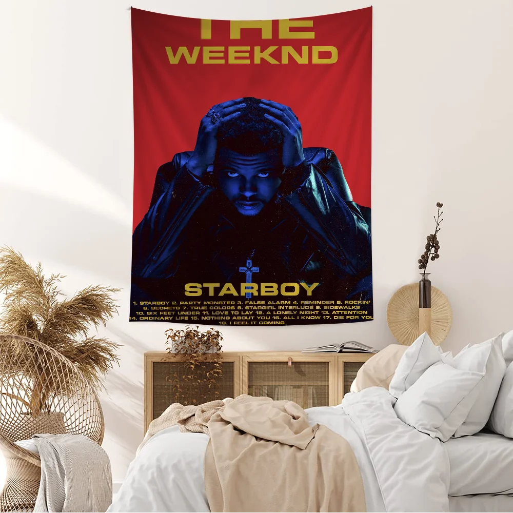 Pop Singer T-The W-Weeknd Printed Large Wall Tapestry Indian Buddha Wall Decoration Witchcraft Bohemian Hippie Wall Art Decor