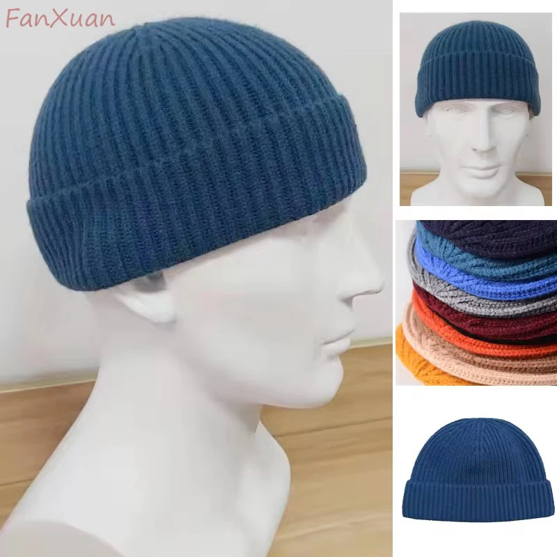 Winter Hats for Men Beanies Skullies Solid Color Short Men\'s Hat Skullcaps Women\'s Winter Hat Beanies Knitted Gorros