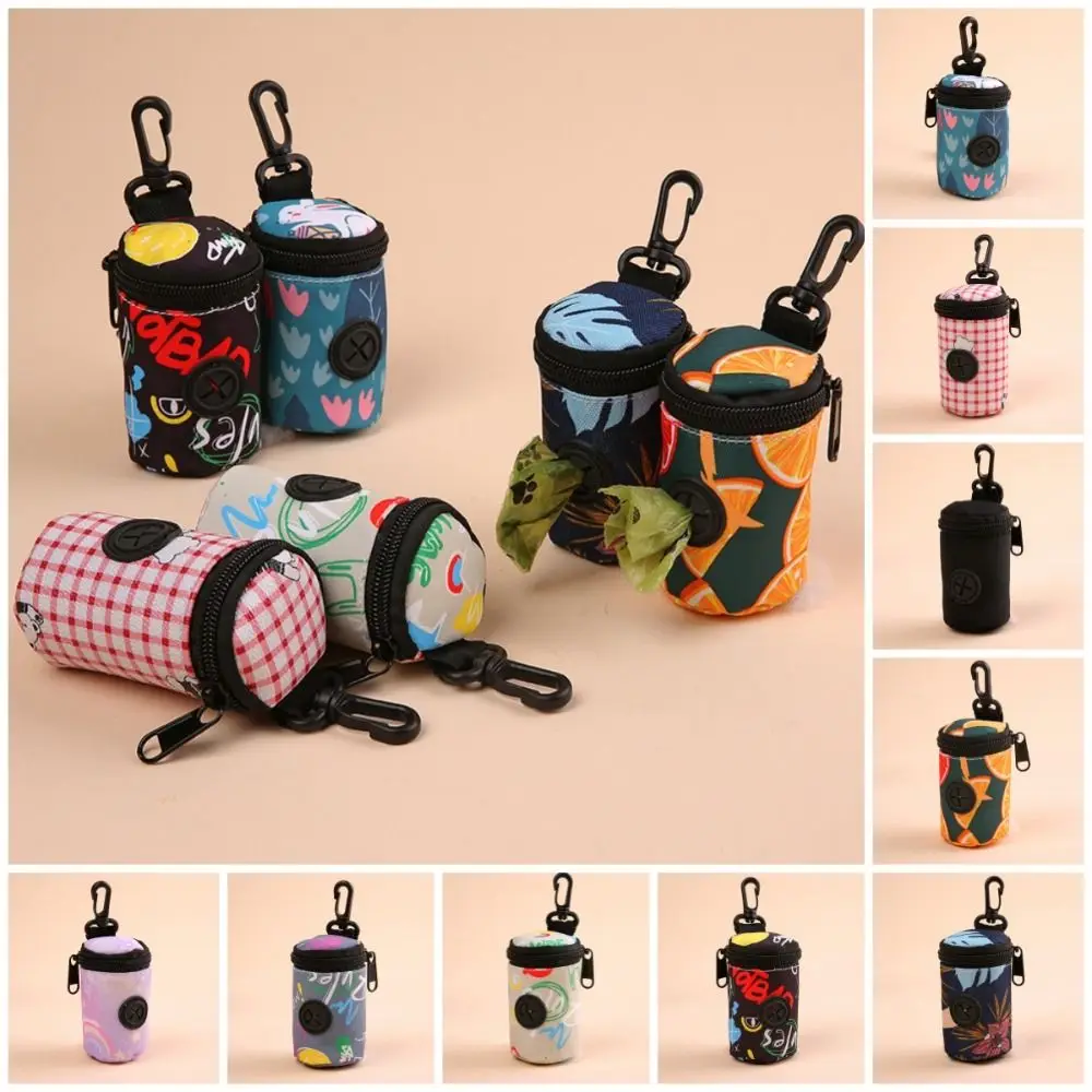 Hangable Dog Poop Bag Dispenser Portable Dogs Walking Accessory Waste Bag Holder Cute Zipper Garbage Bags Organizer Pet Supplies