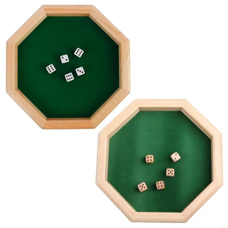 Octagonal Wooden Tray Felt-Lined Storage Box for Watch Jewelry Keys