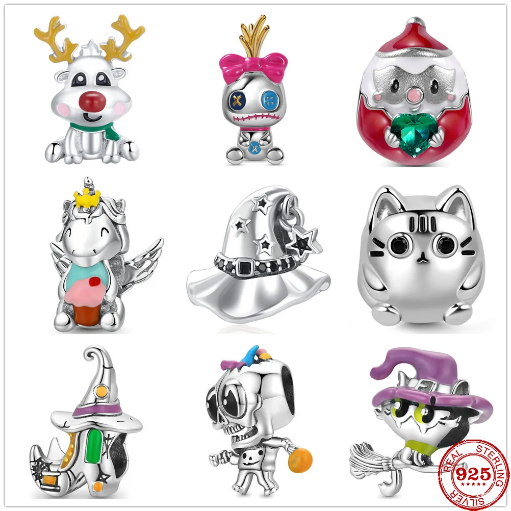 925 Sterling Silver Beads Santa Claus Embraces Heart Naughty Charm fit Original Pandora charms Silver 925 Bracelet Genuine Gift