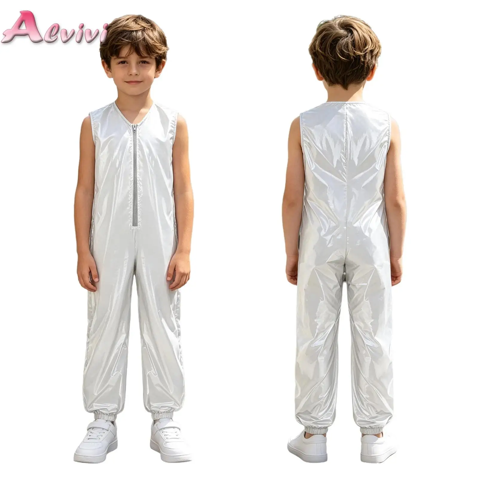 Waterproof Kids Boys Girls Adaptive Jumpsuit Water Resistant Diaper Cover Bodysuit Sleeveless Zip-up Elastic Leg Opening Rompers