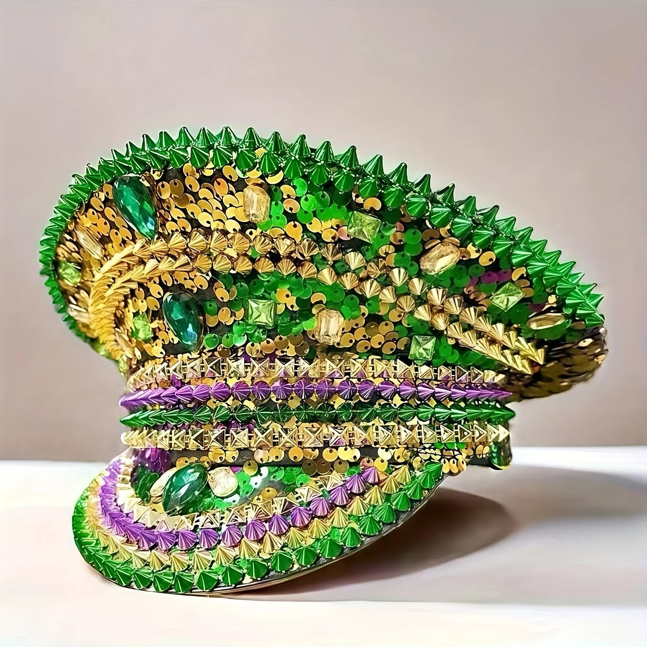 홍루안 옐로우 레이저 가죽 루프 캡틴 모자, 여성용 라인스톤 & 밀리터리 캡, 레이브 페스티벌 액세서리 & 파티 캡 남성용