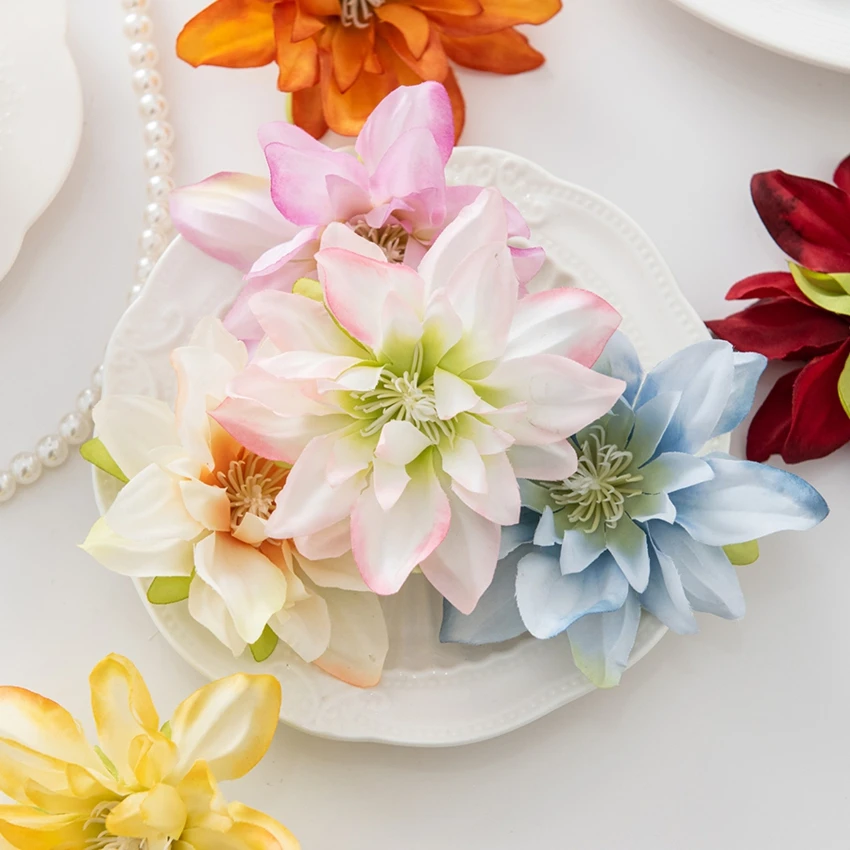 

50/100PCS Artificial Flowers Silk Big Lotus Home Room Table Decora Wreaths Wedding Bouquet Ornament Headwear Diy Gifts Box Prop