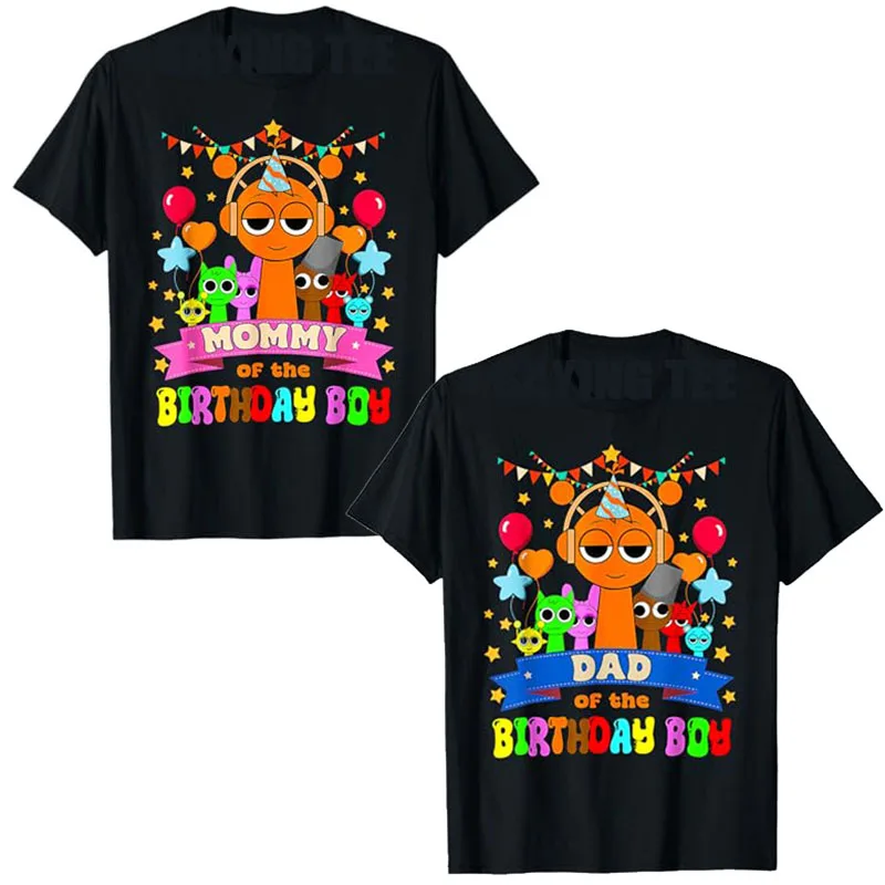 

Mom Dad of Birthday Boy Sprunki Family It's My Birthday T-Shirt Humor Funny Gamer Graphic Outfit Video Game Lover Saying Tee Top