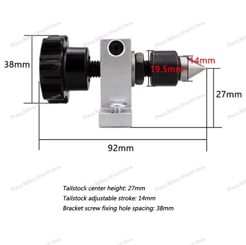 Retractable Tailstock Top Woodworking Lathe Rotary Thimble Tailstock DIY Bead Machine Rotary Thimble