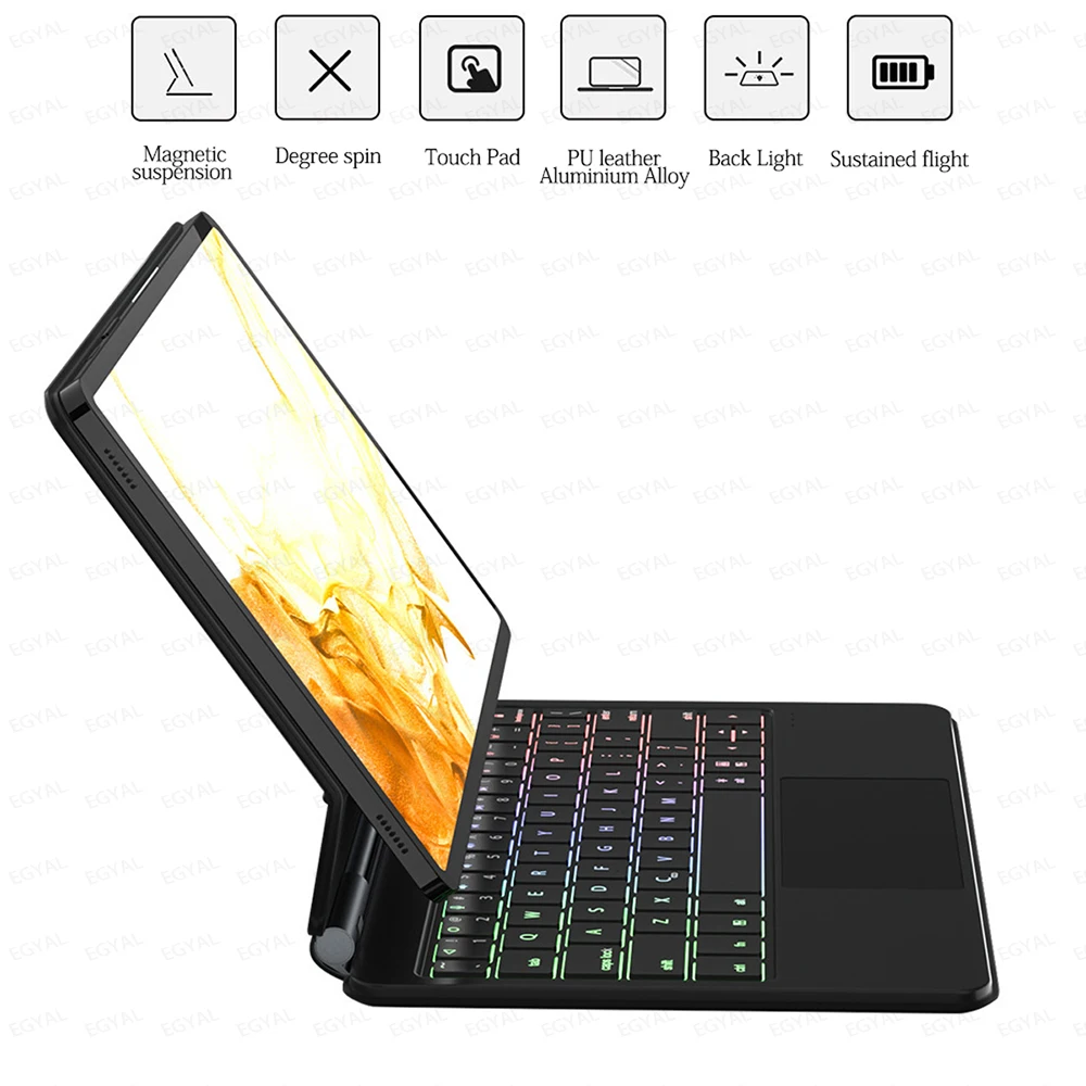 Magic Keyboard for Samsung Galaxy Tab S9 S8 S7 11 Case with Backlight Touch Keyboard for S7+ S8 Plus 12.4 SM-X800 Smart Cover