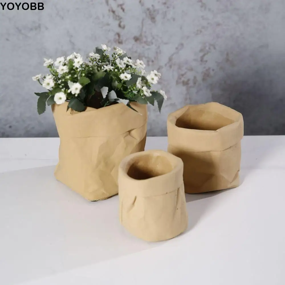 

Креативный пакет из искусственной бумаги, цветочный горшок, цементная ваза ручной работы, орнамент, имитация гидропонного держателя для цветов, спальня