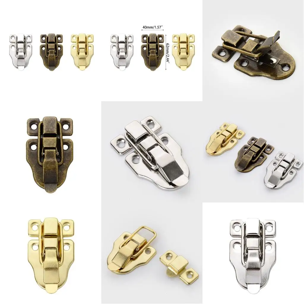 Antique Jewelry Box Lock for Latch Wooden Box Decorative Buckle Lock Heavy Duty Iron Suitcase Cabinet Hinge Easy to Inst
