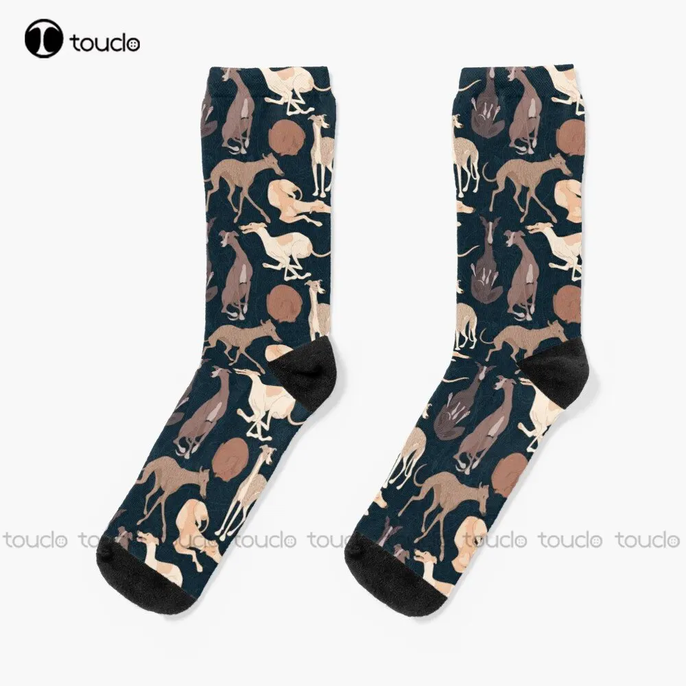 

Whippet Good - Dark Whippet Whippets Dog Dogs Socks Sock 360° Digital Print Personalized Custom Unisex Adult Teen Youth Socks