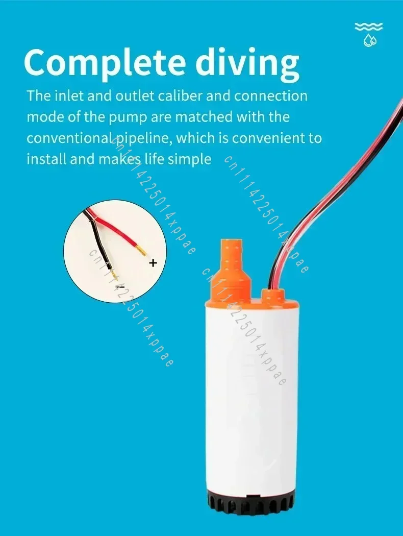 Pompe submersible DC efficace 12V DC 21L/min, haute pression, pour camping-car et voiture, compacte