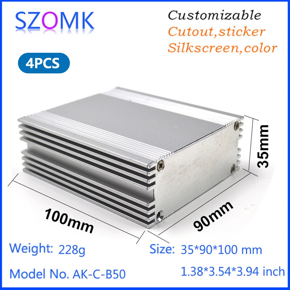 

4Pcs Hot selling anodized aluminum pcb instrument enclosure amplifier chassis with silicone ring pcb aluminum case
