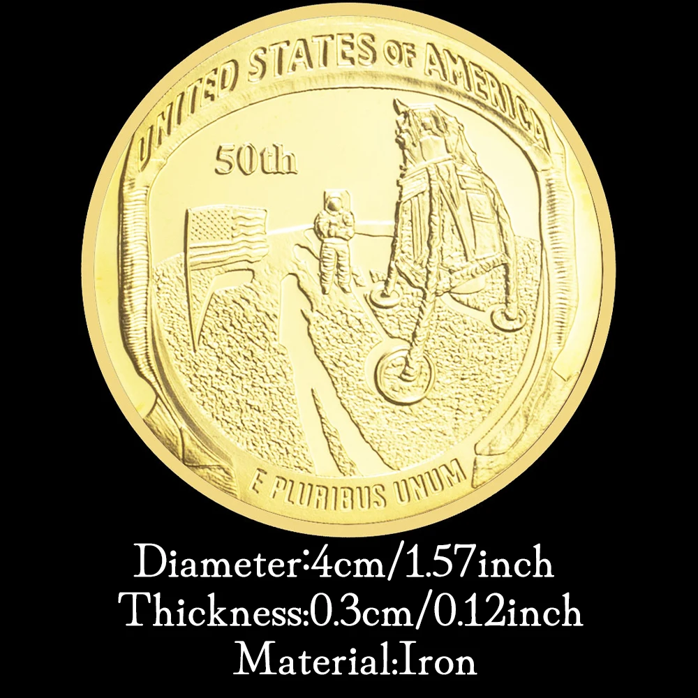 عملة تذكارية مطلية بالفضة قابلة للتحصيل ، الذكرى السنوية الخمسين لهبوط أبولو القمر ، نسخة باسو ريليفو ، عملة تذكارية #3