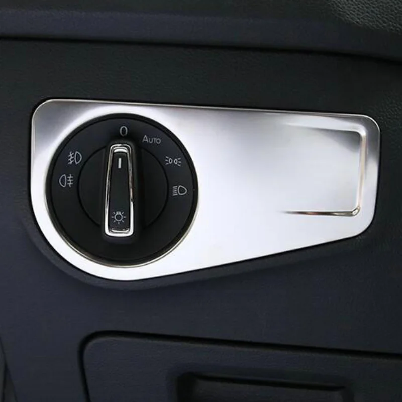 

BJMYCYY 1PCS Stainless steel decoration sequins automobile headlight switch knob For Volkswagen Tiguan 2017 Tiguan L