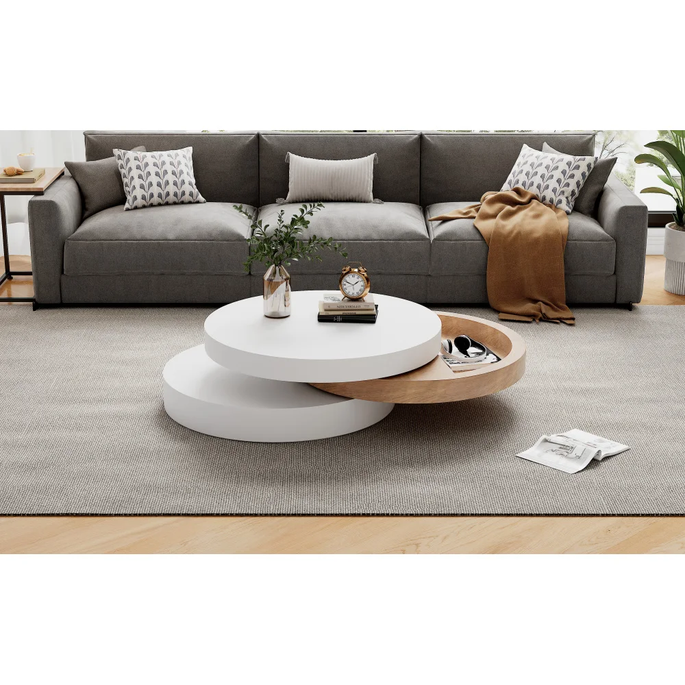 Moderner zylindrischer Couchtisch 360° ° Drehbare Wohnzimmermöbel mit einer Kapazität von 30 kg – Detail 13